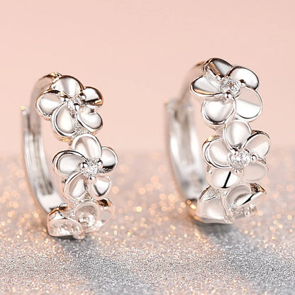 925 Sterling Silver Zircon Buckle Earrings
