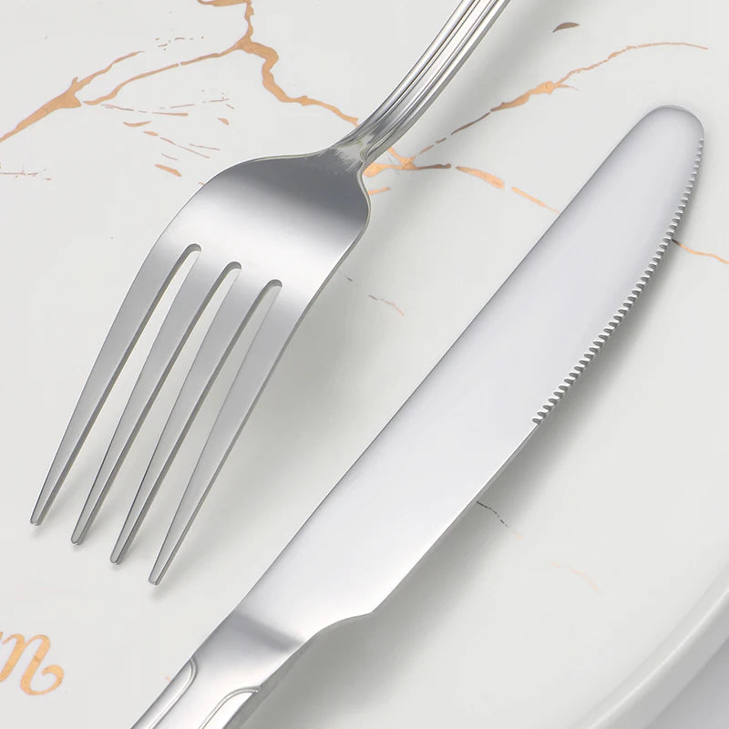 6/30pcs Stainless steel cutlery set steak knife and fork dessert