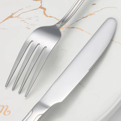 6/30pcs Stainless steel cutlery set steak knife and fork dessert