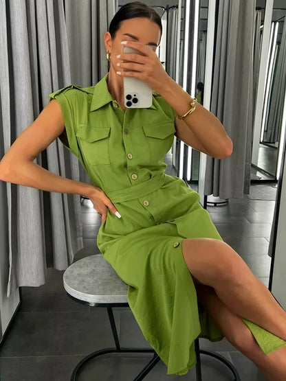 Casual Light Midi Dress Short Sleeve Dress