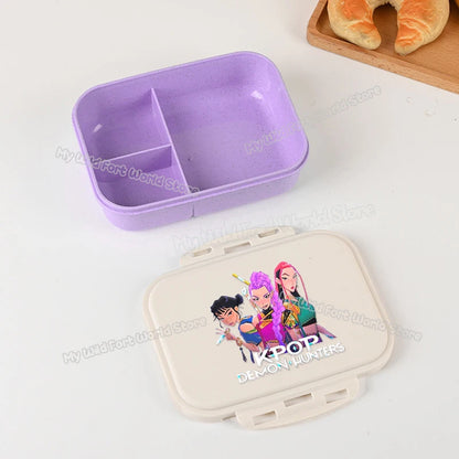 KPOP Demon Hunters Lunch Box Cute Mira Zoey Jinu Portable Plastic Bento Box