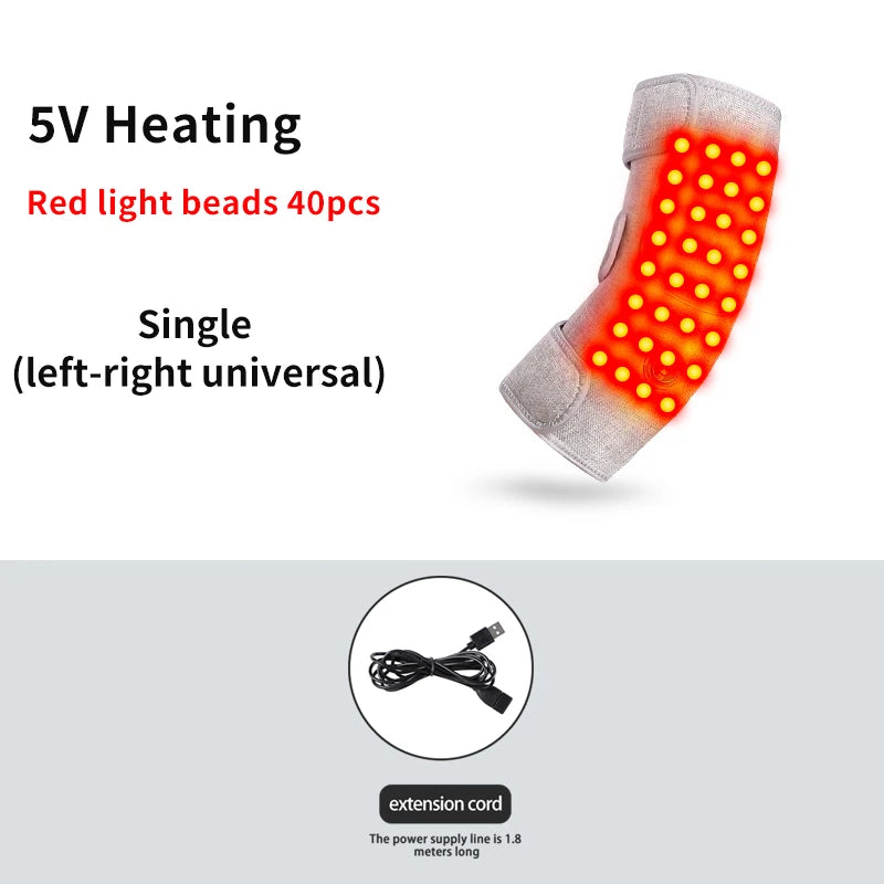 USB 660nm Red Light Electric Heating Elbow Wrap Massager