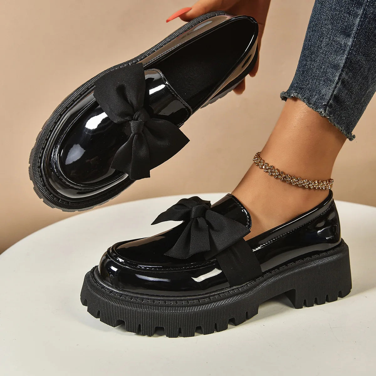 Plus Size Loafers British Style Platform Shoes
