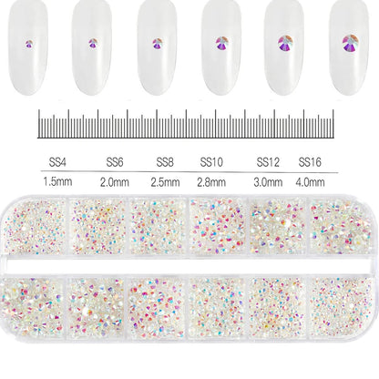 2400pcs+ Shiny Clear Crystal Gems Nail Rhinestones