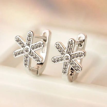 925 Sterling Silver Zircon Buckle Earrings