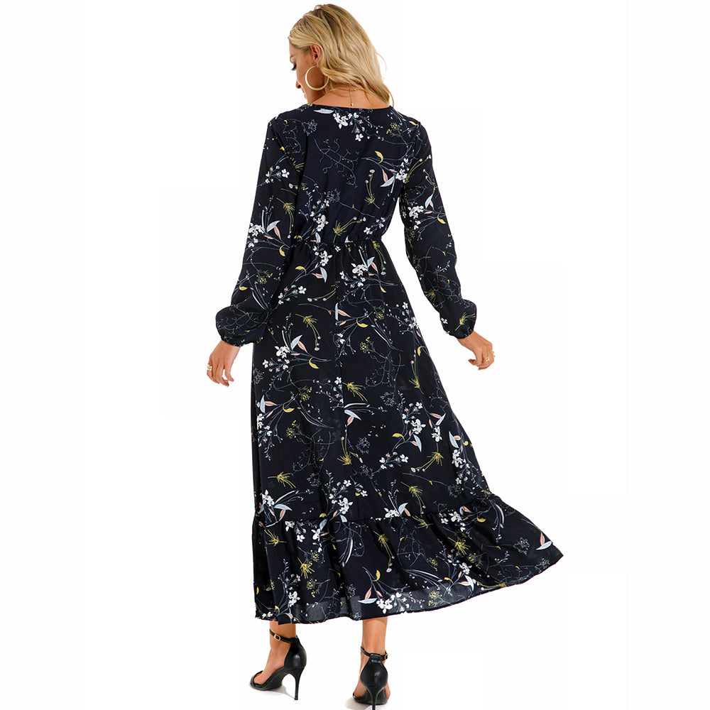 Maxi Bohemian Full Sleeve High Waist Chiffon Long Dress