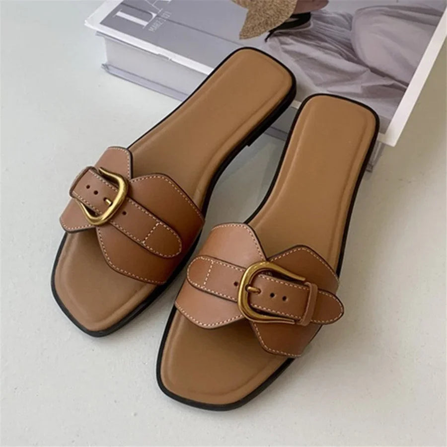 Flats Buckle Slides Gladiator Sandals
