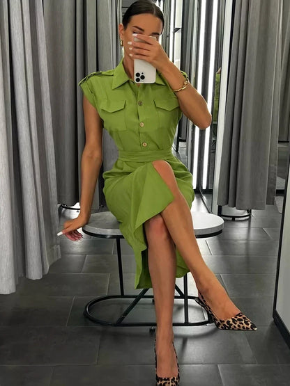 Casual Light Midi Dress Short Sleeve Dress