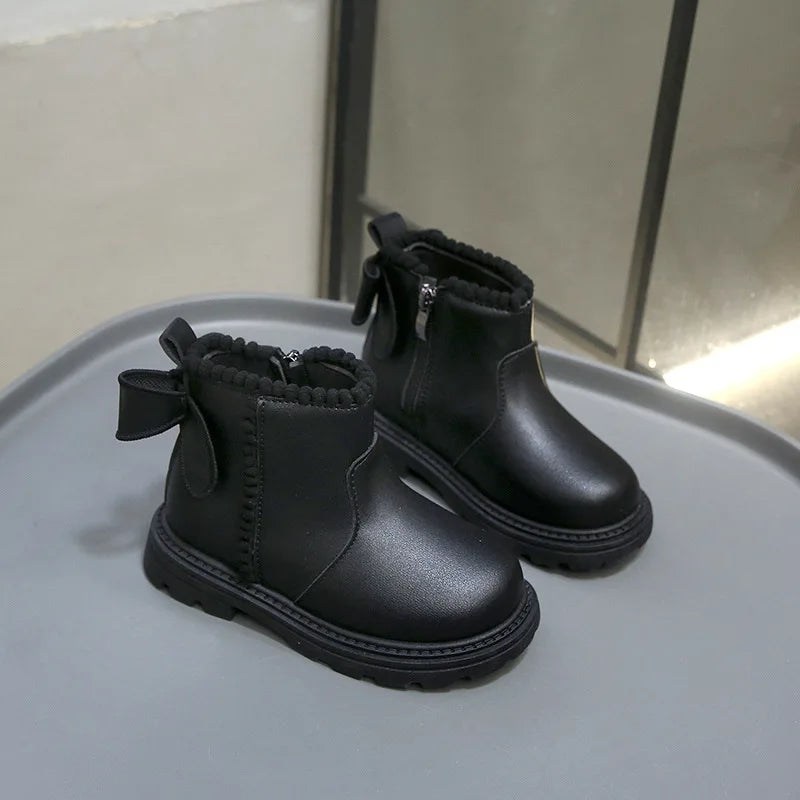 Baby Kids Super Warm Pu Leather Toddler Snow Short Boots