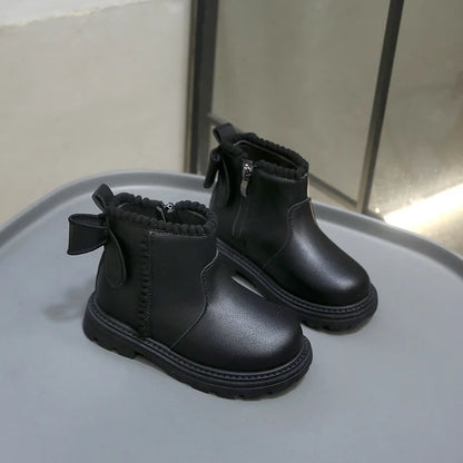 Baby Kids Super Warm Pu Leather Toddler Snow Short Boots