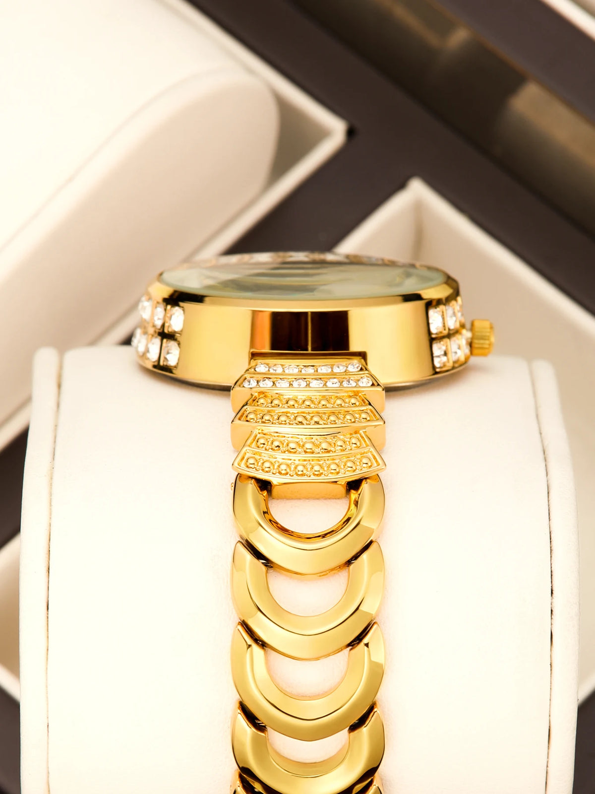 Affordable Luxury with Diamond-Set Dial Water-Resistant Quartz Watch