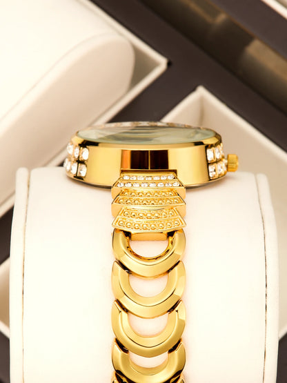 Affordable Luxury with Diamond-Set Dial Water-Resistant Quartz Watch