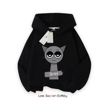 Sprunki Thick Anime Cartoon Sweatshirt Autumn Winter Hip Hop Hooded