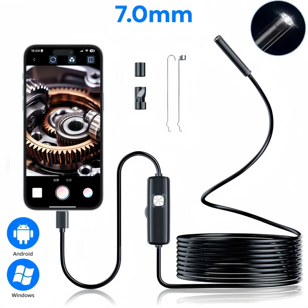 7MM Type-C Endoscope Camera IP67 Waterproof with 6 Adjustable LEDs USB
