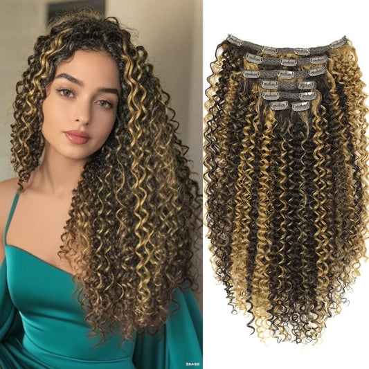 26inch Synthetic Jerry Curly Clip In Hair Extension