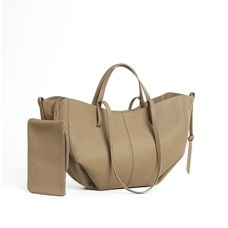 Genuine Leather Wing Tote Large Capacity Shoulder & Handheld Bag