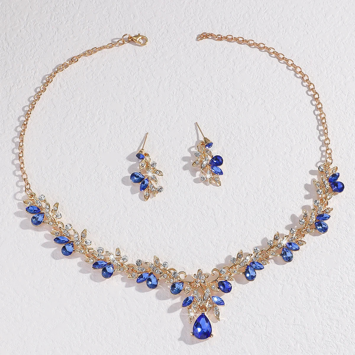 Cross Mirror Exaggerated Gemstone Necklace Set