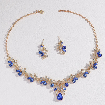Cross Mirror Exaggerated Gemstone Necklace Set