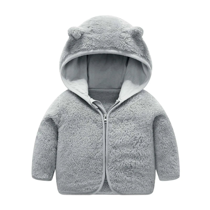 Autumn and Winter Hooded Cute Toddler 1-5 Years Flannel Jacket