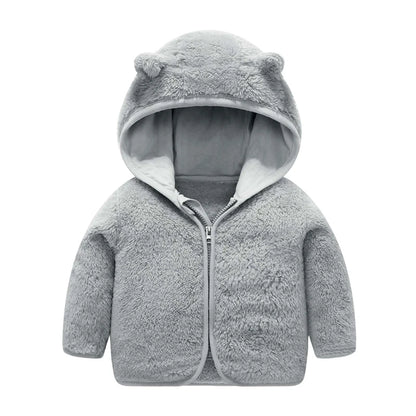 Autumn and Winter Hooded Cute Toddler 1-5 Years Flannel Jacket
