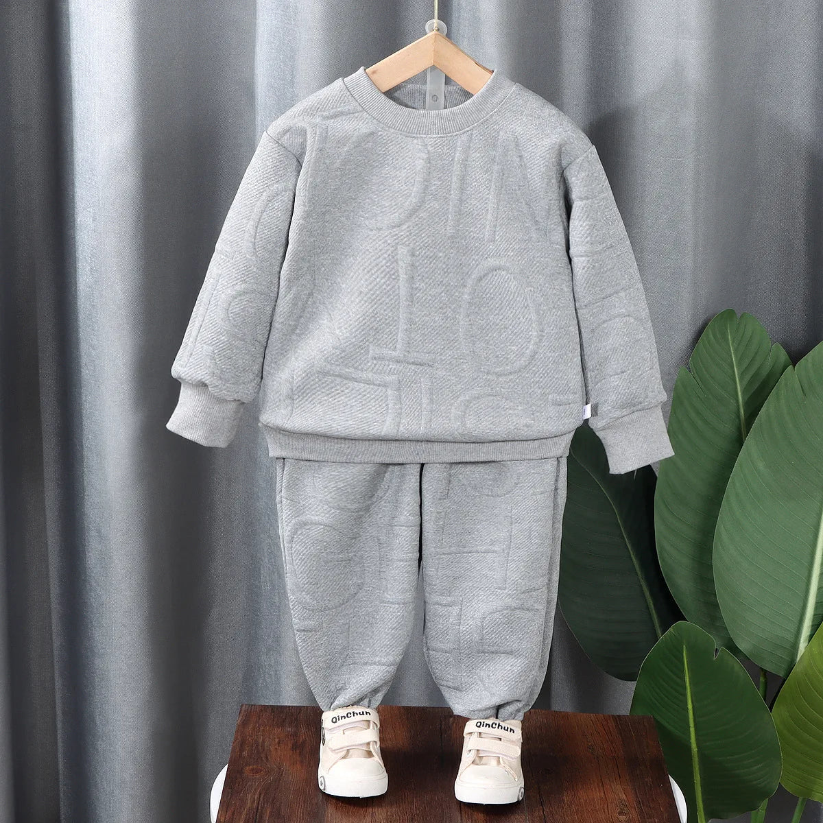 Spring Round Neck Long Sleeve Sweater Hoodie Set