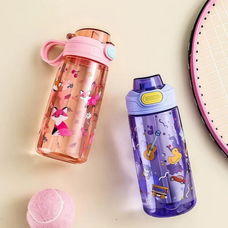 550ml Kids Cartoon Animal Water Bottle with Safety Lock