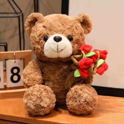 Cute Rose Bear Plush Toy Stuffed Animal Doll