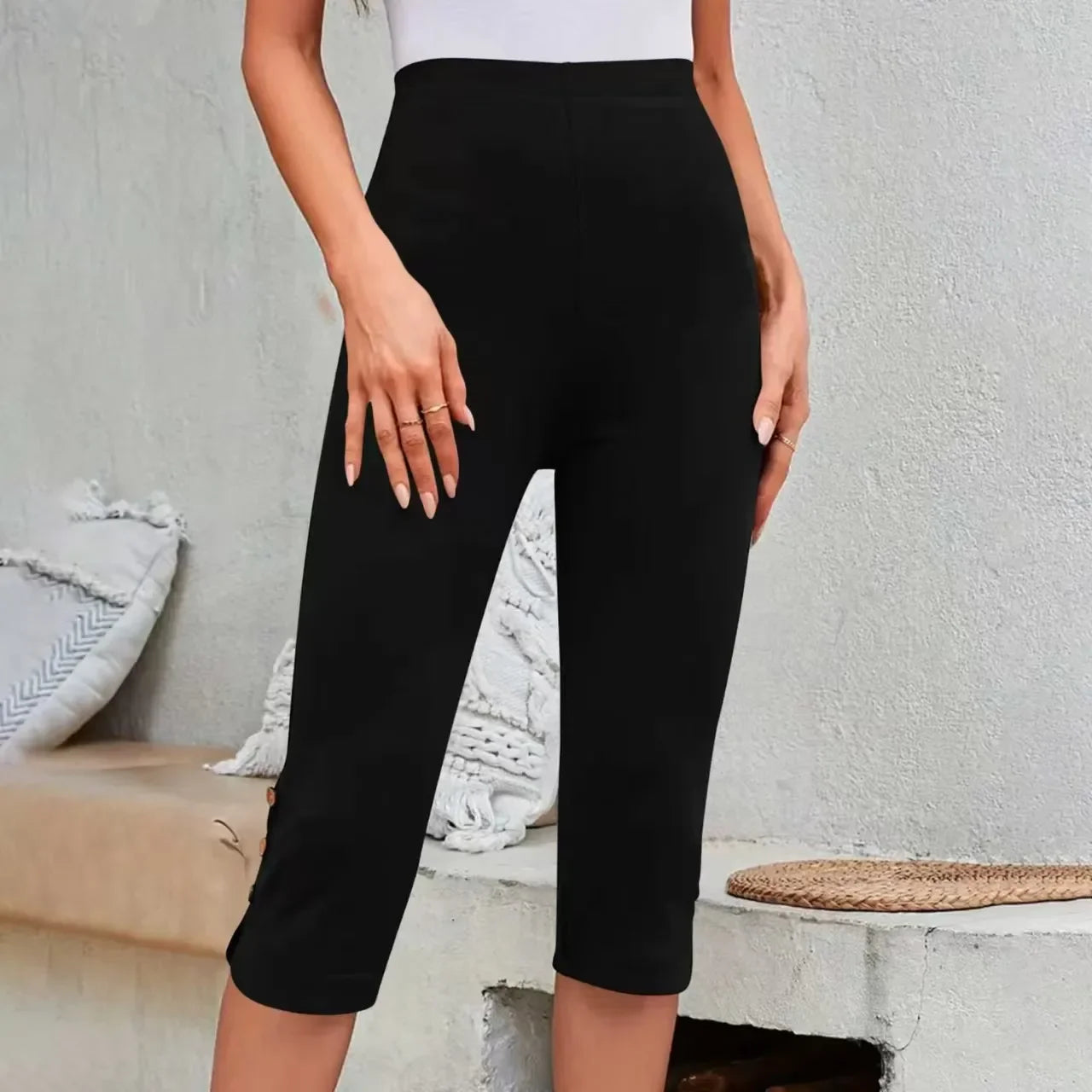 High-Waisted Elastic Seven-Foot Pants