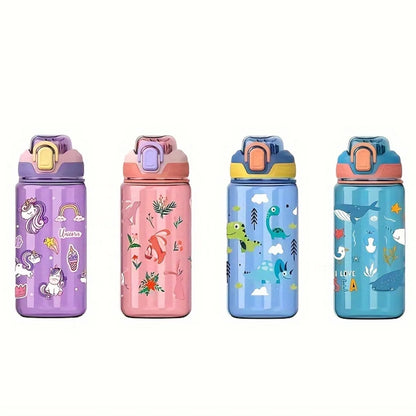 600ml Cartoon Animal Water Bottle Portable Safety Lock Cute Straw Cup