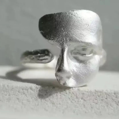 Sam Panda 925 Sterling Silver Simple Vintage Big Ball Ring