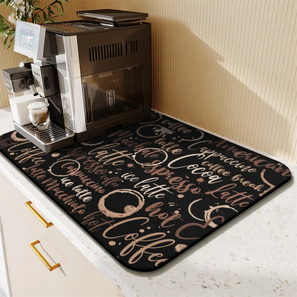 Coffee Cup Drying Cartoon Non-slip Drain Mat