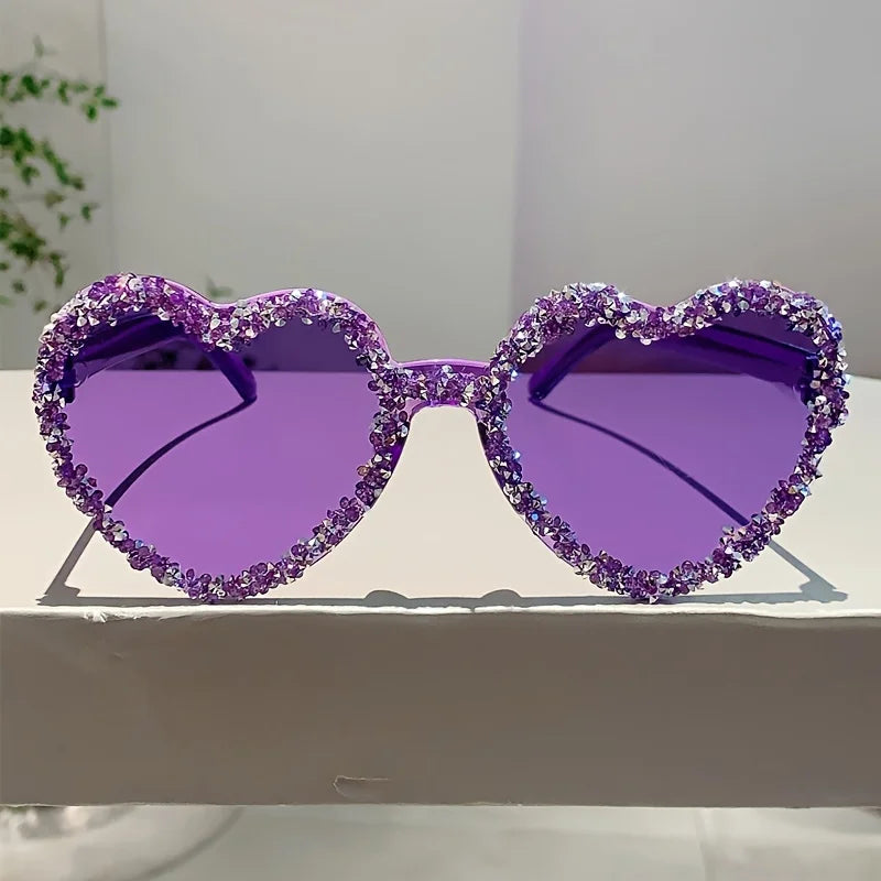 Heart Shaped Frameless Rhinestone Red Glasses