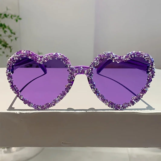 Heart Shaped Frameless Rhinestone Red Glasses
