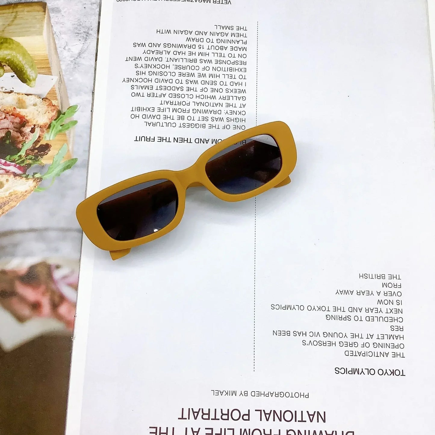 Cute Vintage Frosted Rectangle Sunglasses