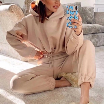 Winter Tracksuit Oversized Hoodie Sweatpants Sportswear Set