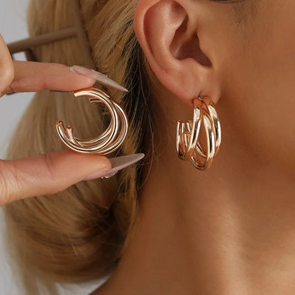 Stainless Steel Double-Layer Hoop Earrings