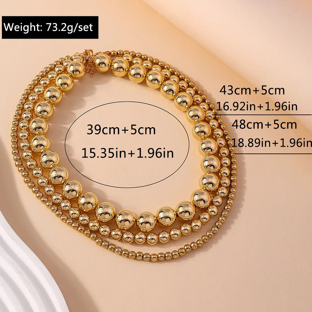 3pcs/set Cool CCB Beads Choker Round Ball Beaded Necklaces