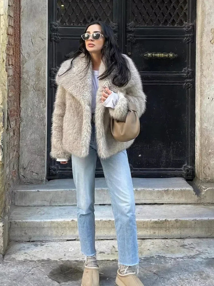 Faux Fur Coat Plush Fluffy Coats