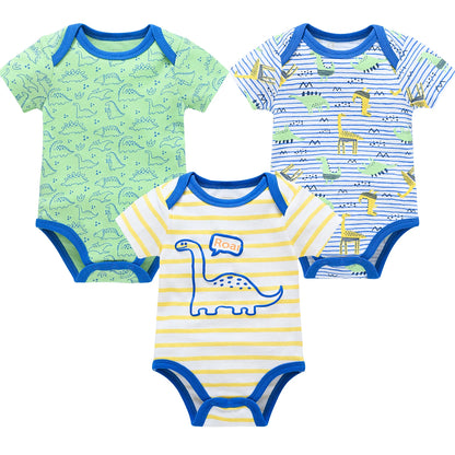 3/6 pcs Baby Girls Cotton Short Sleeve Toddler