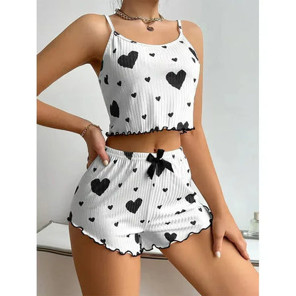 Breathable Soft Casual Love Printed Pyjama Set