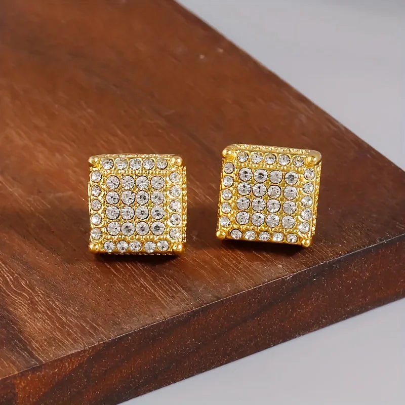 Square Classic Zircon Ear Studs Earrings