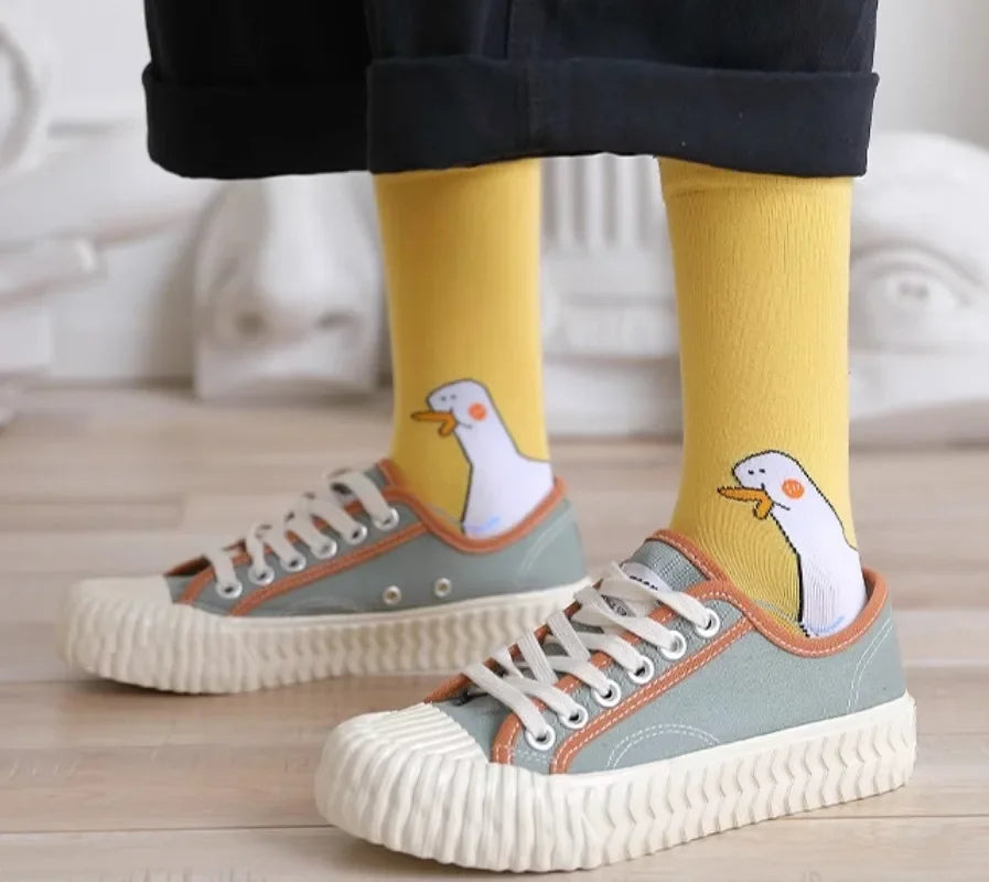 Funny Crazy Goose Head Sport Cotton Creative Happy Animal Casual Socks