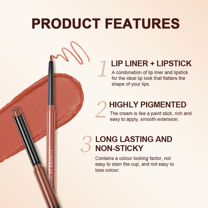 2pcs Lipstick Lipliner Matte Nude Lip Liner Pencil Waterproof Set
