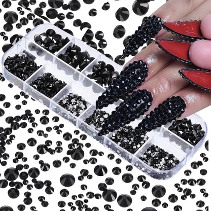 12Gird 3D Glass AB Crystal Nail Art Rhinestones Kit