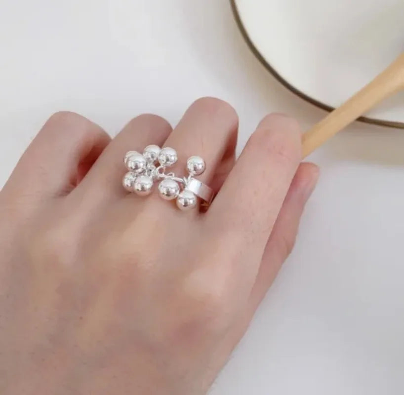 خواتم فضية بسيطة مجوفة هندسية