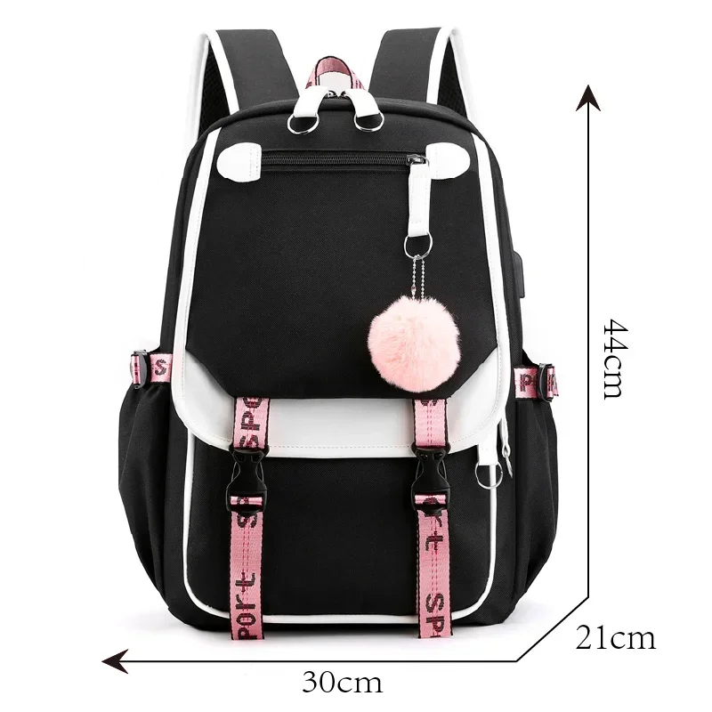 Large USB Port Canvas Schoolbag