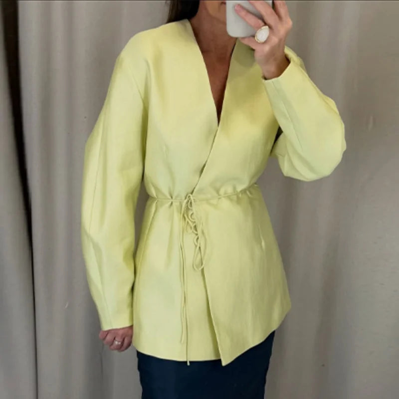Long Sleeve Jacket High Waist Straight Trousers Casual Chic Sets