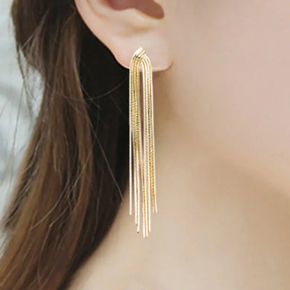 Long Tassel Clip on Bridal Earrings