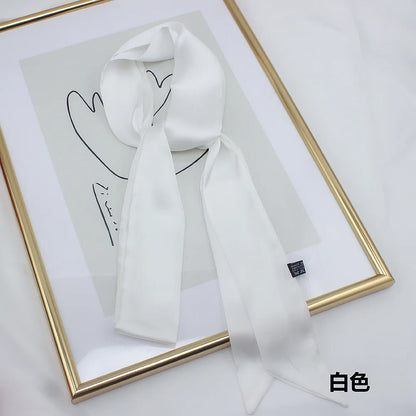 5x200cm Satin Silk Narrow Scarf Neckerchief Solid Neck Scarves Long Silk Thin Scarf