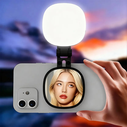 Magnetic Mini 3 Color Dimmable Fill Light With Selfie Mirror Clip